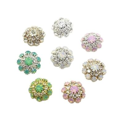 #ad 5pcs Geometric Flower Button Colorful Metallic Buttons Women Jewelry DIY Making