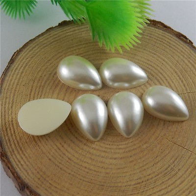 #ad 50852 Silver White Acrylic Tear drop Pearl Beads Findings Accessories 100pcs