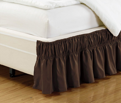 #ad Mk Collection Wrap Around Style Easy Fit Elastic Bed Ruffles Bed Skirt Queen Kin