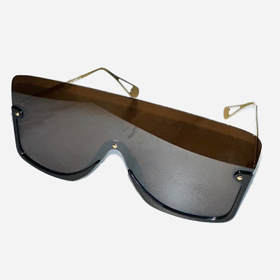 #ad Extra Oversize Flat Top Upside Down Rectangle Shield Mask Sunglasses