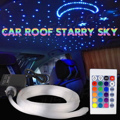 #ad 300PC 16W 12V 2M Long RGBW Fiber Optic Star Ceiling Kit LED Meteor Light For Car