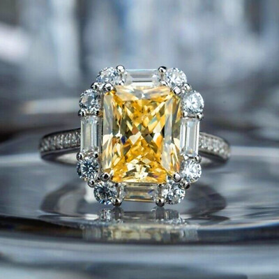 #ad Fashion Women 925 Silver Wedding Engagement Ring Zircon Jewelry Sz 6 10 $2.49