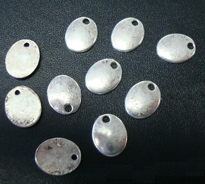 #ad 10 Oval Ant Silver Plated blank stamping disks disc jewelry signature tag cfp108