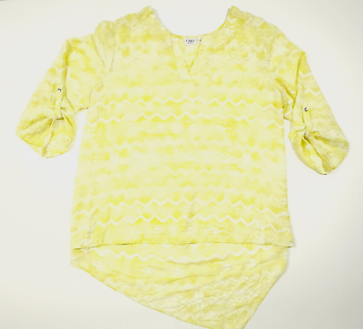 #ad CATO Women#x27;s Yellow pattern Long Sleeve Roll Tab Shirt Plus Size 18 20W