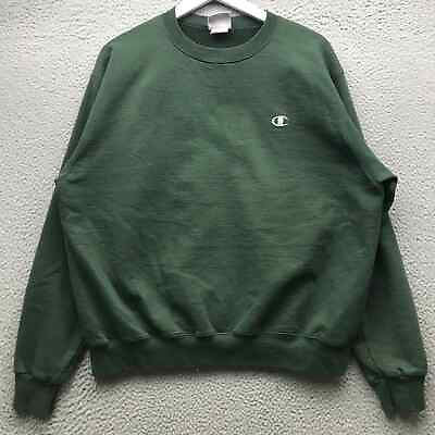 #ad Champion Authentic Sweatshirt Men#x27;s Large L Long Sleeve Embroidered Logo Green