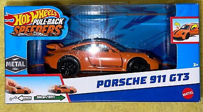 #ad Hot Wheels New Porsche 911 GT3 Pull Back Speeders 1:43 ORANGE