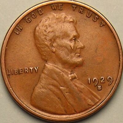 #ad 1929 S Lincoln Wheat Penny G VG