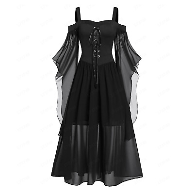 #ad US Women Girl Medieval Renaissance Costume Steampunk Gothic Victorian Maxi Dress