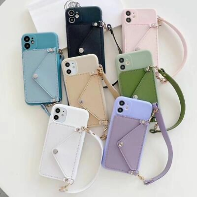 #ad New Envelope Crossbody Wallet Strap Case Cover for iPhone 11 12 13 Pro XS Max