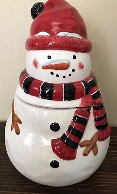 #ad Pier 1 Pier One Imports Christmas Holiday Winter Snowman Cookie Jar Clearance