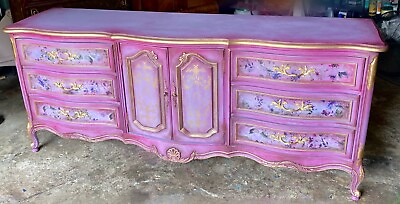 #ad Beautiful Large Recently Refinished Pink Dresser