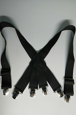 #ad Men#x27;s Suspenders for Fireman Police Black Professional Patented Clips USA Made