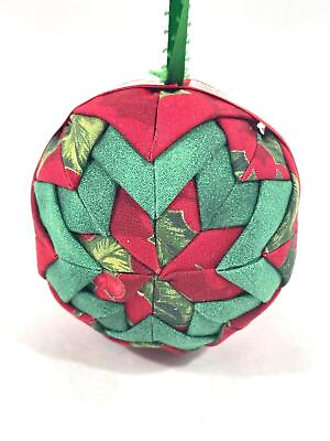 #ad Handmade Quilted Fabric Ball Christmas Ornament