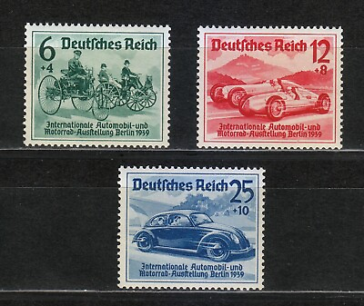 #ad Germany 1939 MNH Mi 686 688 Sc B134 B136 Automobile amp; Motorcycle Exhibition 04** $75.00