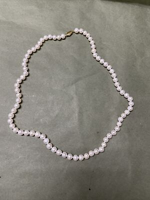 #ad Beautiful 20 Inch Genuine Pearl Necklace With Gold Clasp Elegant