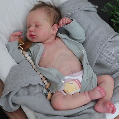 #ad Sleeping 19in Lifelike Newborn Reborn Doll Baby Full Silicone Body