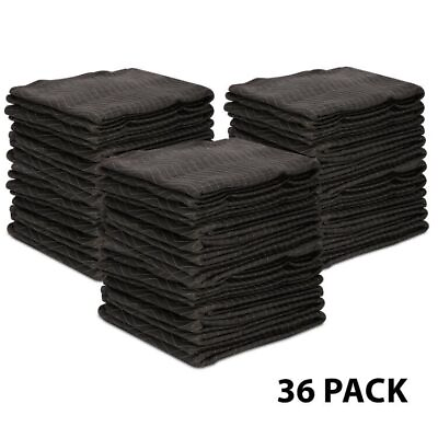 #ad 80quot; x 72quot; Black 36 Pack Moving Blankets Pro Economy Shipping Furniture Pads