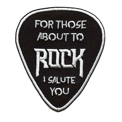 #ad ACDC I Salute You Patch Guitar Pick Rock Embroidered Iron on