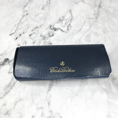 #ad Brooks Brothers Eyeglasses Case Hard Shell Felt Lined Protective Travel Carrier