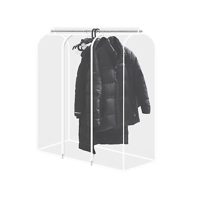 #ad 36#x27;#x27;Length Large Clear Hanging Garment Bags for Closet Storage Clothes Protector $11.99