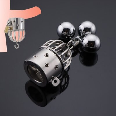#ad New Heavy Balls Rings Pendant Scrotum Chastity Belt Rings Delay Stainless Steel