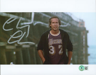 #ad Chevy Chase Fletch Authentic Signed 8x10 Ocean Pier Photo BAS Witnessed