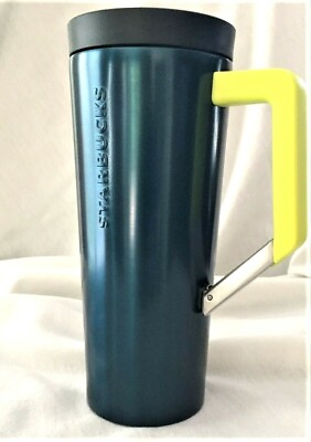 #ad NEW Starbucks Navy Blue Neon Stainless Coffee Tumbler Clip Handle 16oz Cup Mug