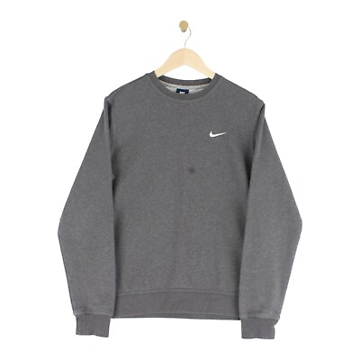 #ad Nike Crew Neck Sweatshirt Small Swoosh Grey Regular Fit Mens Size M