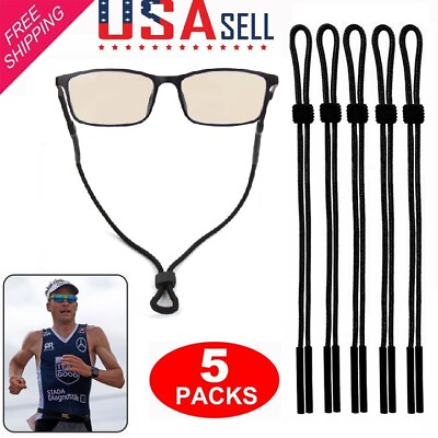 #ad 5PCS Neck Straps Sunglass Eyeglass Cord Glasses Lanyard Sport Swim Holder Black