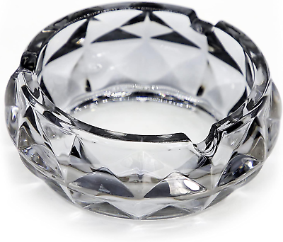 #ad TOSSOW Glass Ashtray Grey round Glass Diamond Ashtray for Cigarette outside in