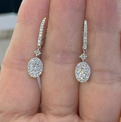 #ad 2.40 Ct Round Cut Simulated Drop amp; Dangle Earrings 925 Sterling Silver $114.56