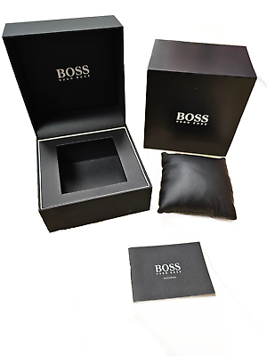 #ad BRAND NEW HUGO BOSS SINGLE WATCH GIFT BOX WITH WARRANTY MANUAL BOOKLET