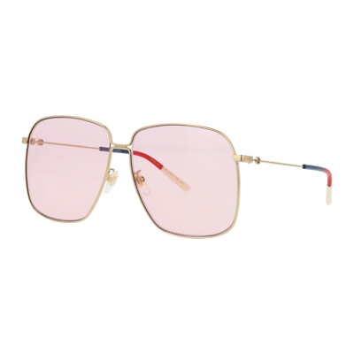 #ad Gucci Women Oversized Sunglasses in Gold frame with Pink Lens GG0394S 004