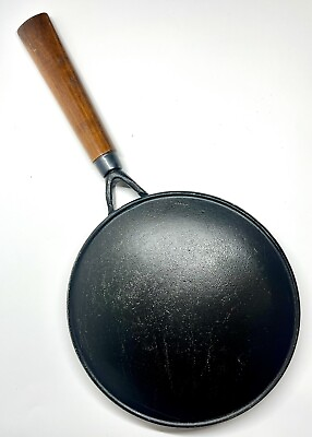 #ad Creative Cookware USA 8”Cast Iron Crepe Griddle Stovetop Wood Handle EUC Vintage