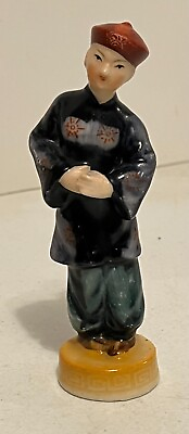 #ad Vintage Figurine Asian Chinese Man Ceramic 6quot; tall Made in Japan