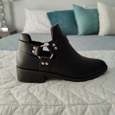 #ad Women Leather Black Ankle Boot Size US 4.5 Excellent Condition