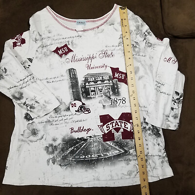 #ad VTG P. MICHAEL MADE IN USA MISSISSIPPI STATE BULLDOGS FOOTBALL SHIRT BLOUSE XL $9.95