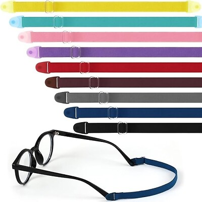 #ad 9 Pcs Kids Glasses Strap with Snap Button Elastic Adjustable Eyeglass Band No...