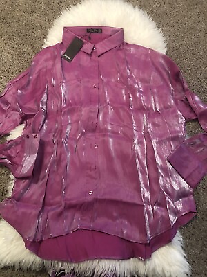 #ad Nasty Gal Collection Plus size 18 Button Up Long Sleeve Shirt high shine NWT. F1