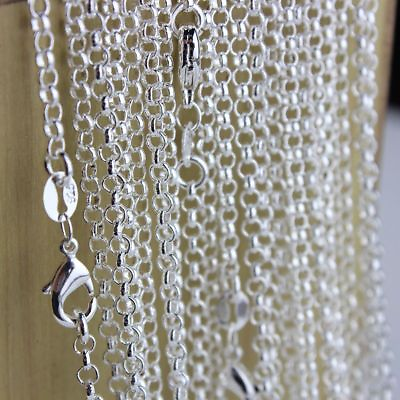 #ad Lots Silver Plated quot;Oquot; Bead Chain Necklace 16quot; 30quot; for Men Women Pendant Jewelry