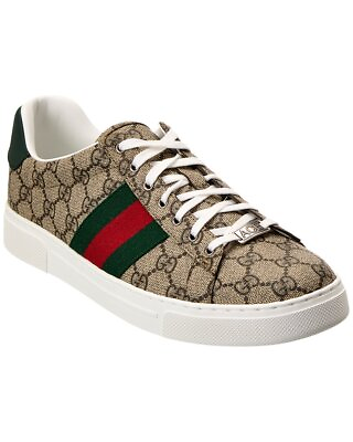 #ad Gucci Ace Web Gg Supreme Canvas amp; Leather Sneaker Men#x27;s Green 6 Uk