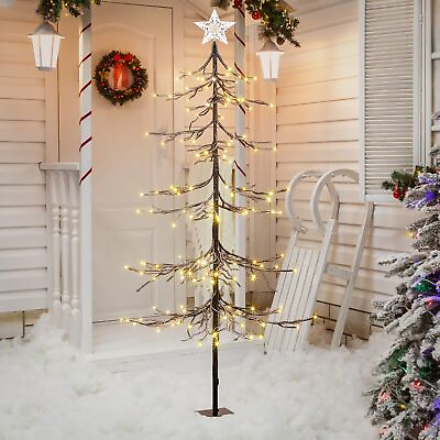 #ad Lighted Snow Tree 6FT 144 LED Artificial Tree for Decoration Inside and Outsi...
