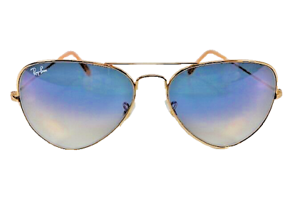 #ad Ray Ban Aviator RB3025 001 3F Gold Frame Gradient Blue Lenses 58mm