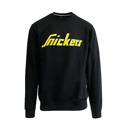 #ad Snickers Workwear Men#x27;s Black Yellow Logo Crew Neck Sweater