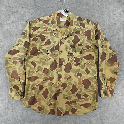 #ad Duxbak Shirt Mens Large Large Sleeve Button Up Camouflage Hunting VTG