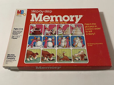 #ad Vintage Step by Step Memory Game by Milton Bradley 1983 Edition Complete