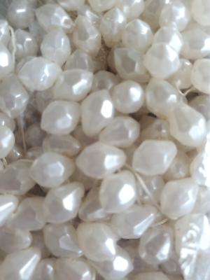 #ad Large Vintage Lot White Pearl Faceted Beads Some Round amp; Rice Shapes Crafts $18.99