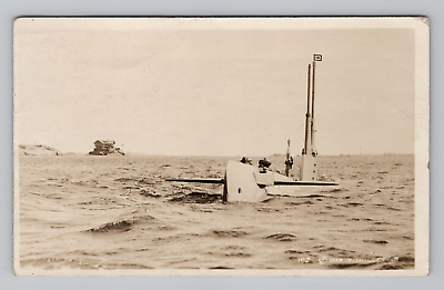 #ad Postcard RPPC USS E 1 Navy Submarine WWI Real Photo Norwich Connecticut 1913