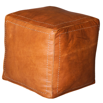 #ad Square Leather Ottoman Unstuffed Moroccan Pouf Genuine Goatskin Leather