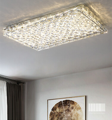 #ad Modern Rectangle K9 Crystal Chandelier Ceiling living room Bedroom Lighting lamp